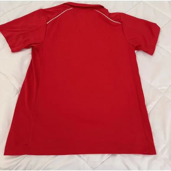 Wilson Polo Shirt Mens Medium Red Navy Team Jersey Golf Tennis Collared 3 Button - Picture 4 of 9